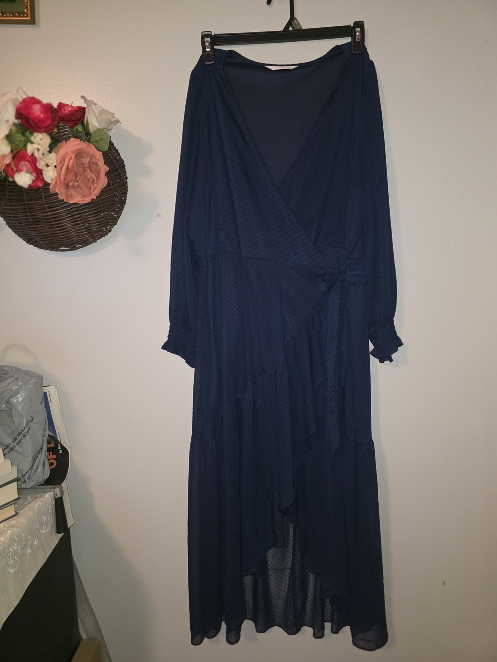 LC Lauren Conrad Dark Navy Wrap High-Low Maxi Dress